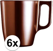 6x Bruine koffie bekers/mokken 250 ml