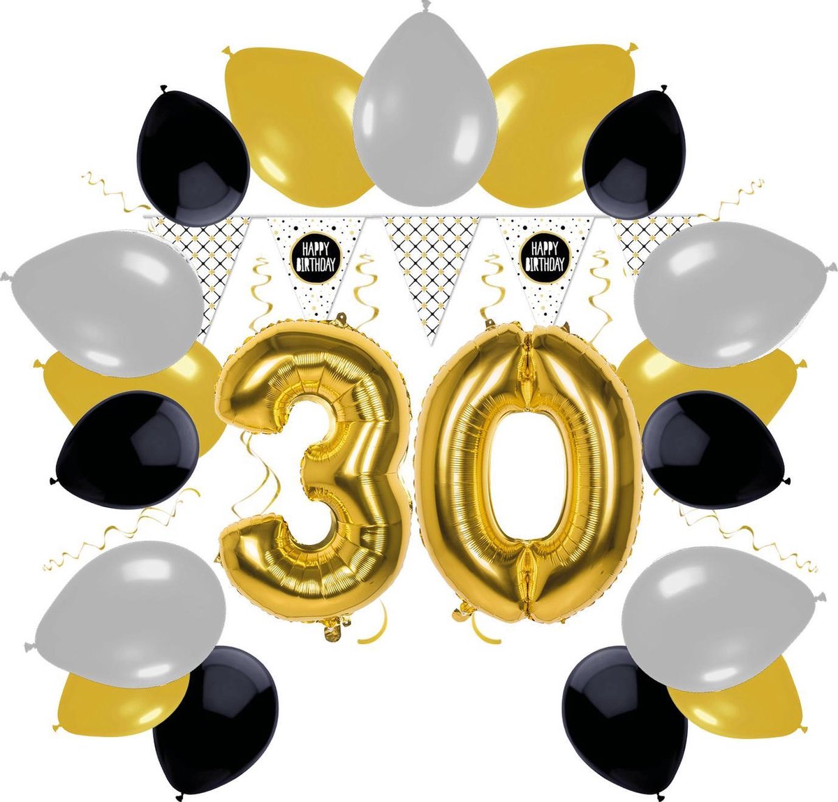 e-Carnavalskleding.nl Feestversiering pakket 30 jaar | Versiering 30e verjaardag | 30 jaar feestversiering pakket compleet | Leuk pakket met feestartikelen voor de 30e verjaardag Small