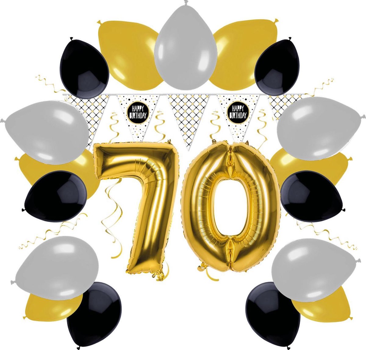 e-Carnavalskleding.nl Feestversiering pakket 70 jaar | Versiering 70e verjaardag | 70 jaar feestversiering pakket compleet | Leuk pakket met feestartikelen voor de 70e verjaardag Small