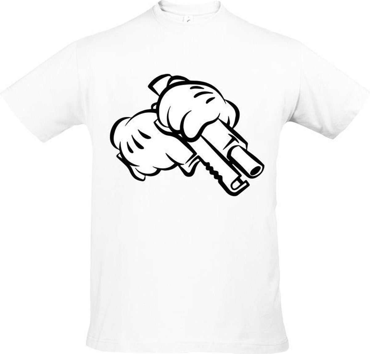 Bc Mickey Mouse - Fuck You - Disney - Tekenfilm - Vandaal - Minnie Mouse - Weed - Rock On - Pistool Unisex T-shirt S