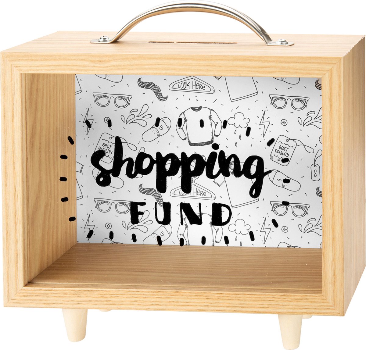 Spaarpot in de vorm van een koffer voor volwassenen en kinderen - gepersonaliseerd cadeau - thema shopping