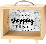 Spaarpot in de vorm van een koffer voor volwassenen en kinderen - gepersonaliseerd cadeau - thema shopping