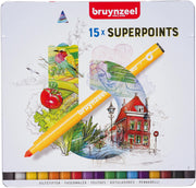 Bruynzeel Expression blik 15 super viltstiften - met witte wis-stift