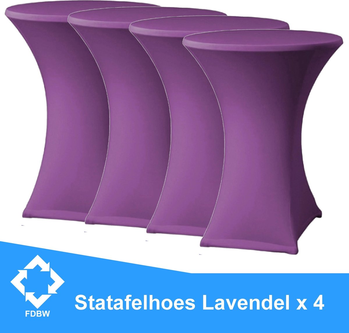 Statafelrok Luxe Lavendel x 4 - Statafel Tafelrok - Statafelhoes - Stretch –  ∅80 x 110 cm – geschikt voor Horeca Evenementen | Sta Tafel Hoes | Statafel | Staantafelhoes | Cocktailparty | Trouwerij | Sta-tafel rok – 4 stuks - SET VAN 4