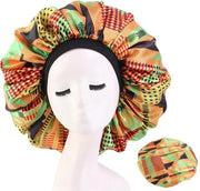 Cabantis Bonnet Satijn - Polyester XXL|Slaapmuts Satijn|Hoofddeksel|Unisex|Rood-Geel-Zwart-Groen