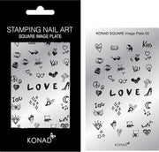 KONAD Square nail art sjablonen 03 met 34 ' LOVE ' nagel figuurtjes.