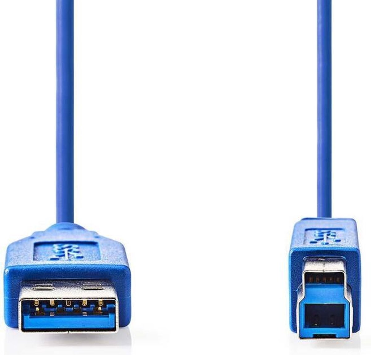 USB-Kabel | USB 3.2 Gen 1 | USB-A Male | USB-B Male | 5 Gbps | Vernikkeld | 3.00 m | Rond | PVC | Blauw | Polybag