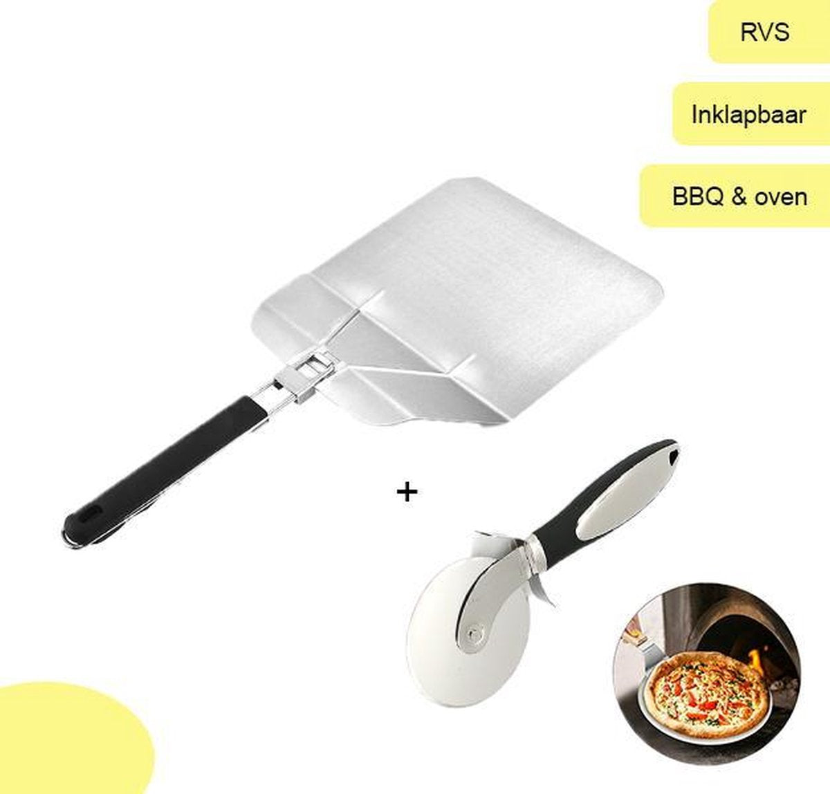 Pizzaschep - Pizzasnijder - RVS  - Spatel - Taartschep - Geschikt voor oven & BBQ