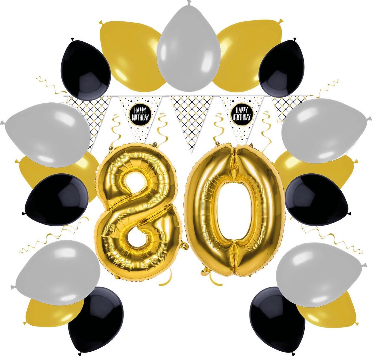 e-Carnavalskleding.nl Feestversiering pakket 80 jaar | Versiering 80e verjaardag | 80 jaar feestversiering pakket compleet | Leuk pakket met feestartikelen voor de 80e verjaardag Small