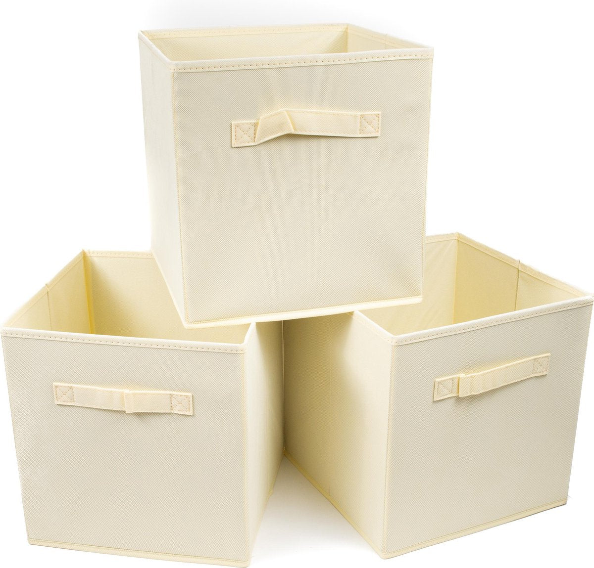 Opbergboxen - Set van 3 - Multifunctionele opbergboxen - Opbergmand - Opbergdoos - Opbergbak -  Kasten/Badkamer/Zolder/Keuken/Kleding/Speelgoed/Boeken - Beige