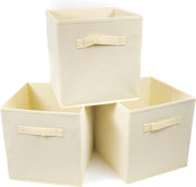 Opbergboxen - Set van 3 - Multifunctionele opbergboxen - Opbergmand - Opbergdoos - Opbergbak -  Kasten/Badkamer/Zolder/Keuken/Kleding/Speelgoed/Boeken - Beige