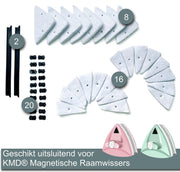 KMD®️ Accessoires Magnetische Raamwisser Roze/Groen - Navulset - Reserve sponzen