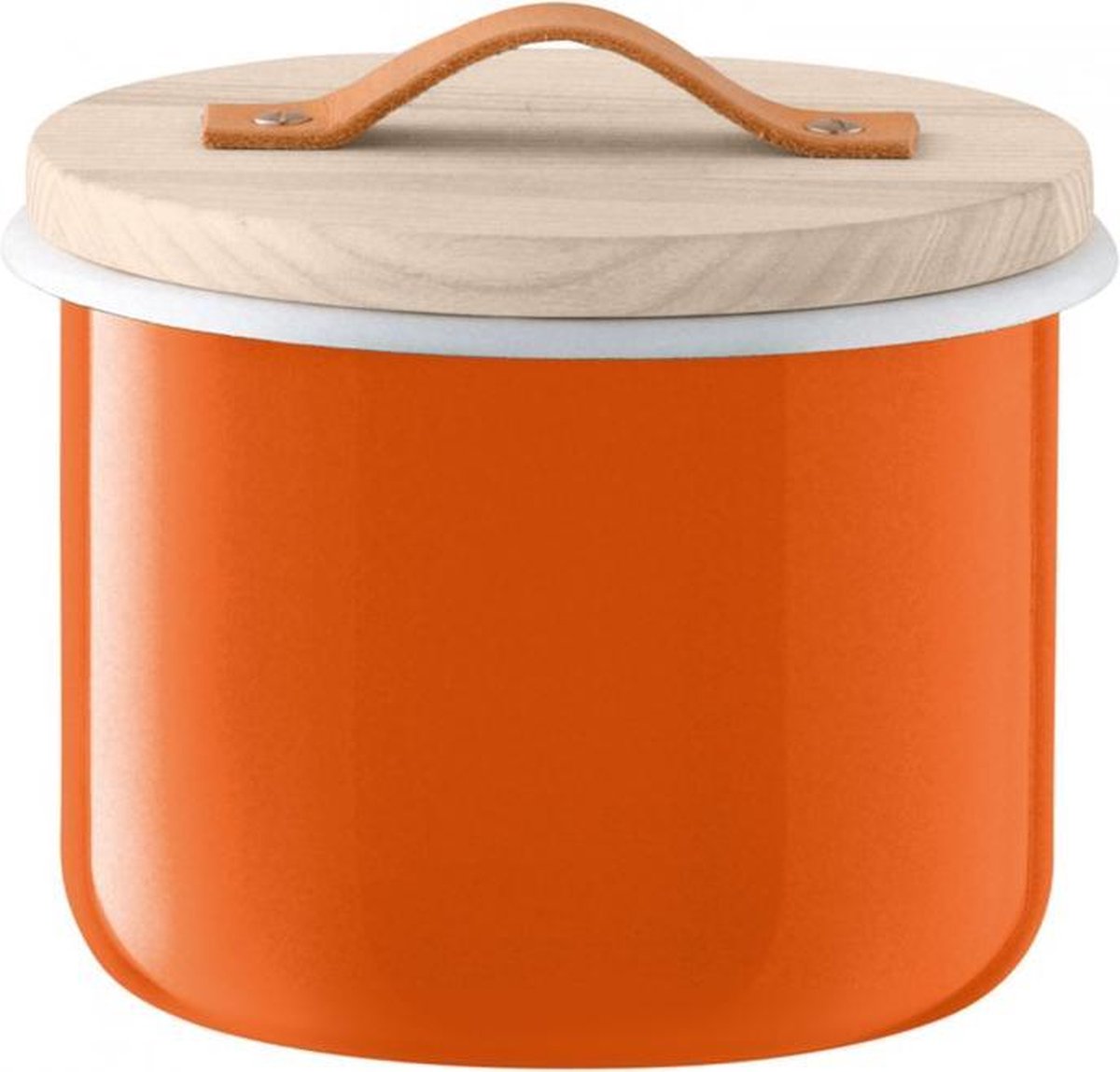 L.S.A. Utility Stolp - Incl. Eikenhouten Plateau - Geëmailleerd Staal - Ø 18 cm - Oranje