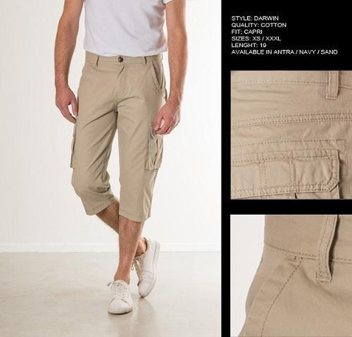 New Star heren capri broek Darwin sand twill - maat XL