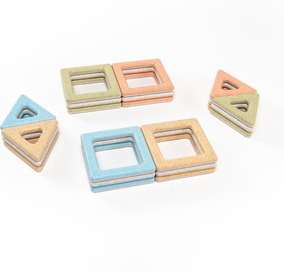 Eco magnetische Polydron blokken - 24 delig -  Polydron - Speelgoed - Bouwen en constructies - Ecologisch - Magnetisch speelgoed - Kwaliteit - creatief speelgoed - Neutrale kleuren