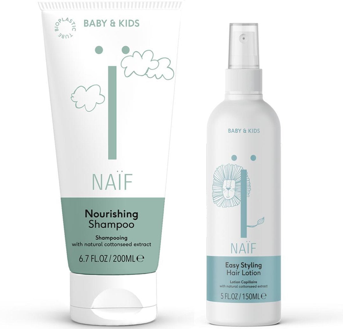 Naïf Haar combinatie shampoo & haarlotion - baby & kids - voordeelverpakking - 2 stuks