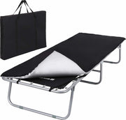 Opvouwbaar Kampeerbed - Inclusief Dunne Matras - Zwart - 200x74x39cm