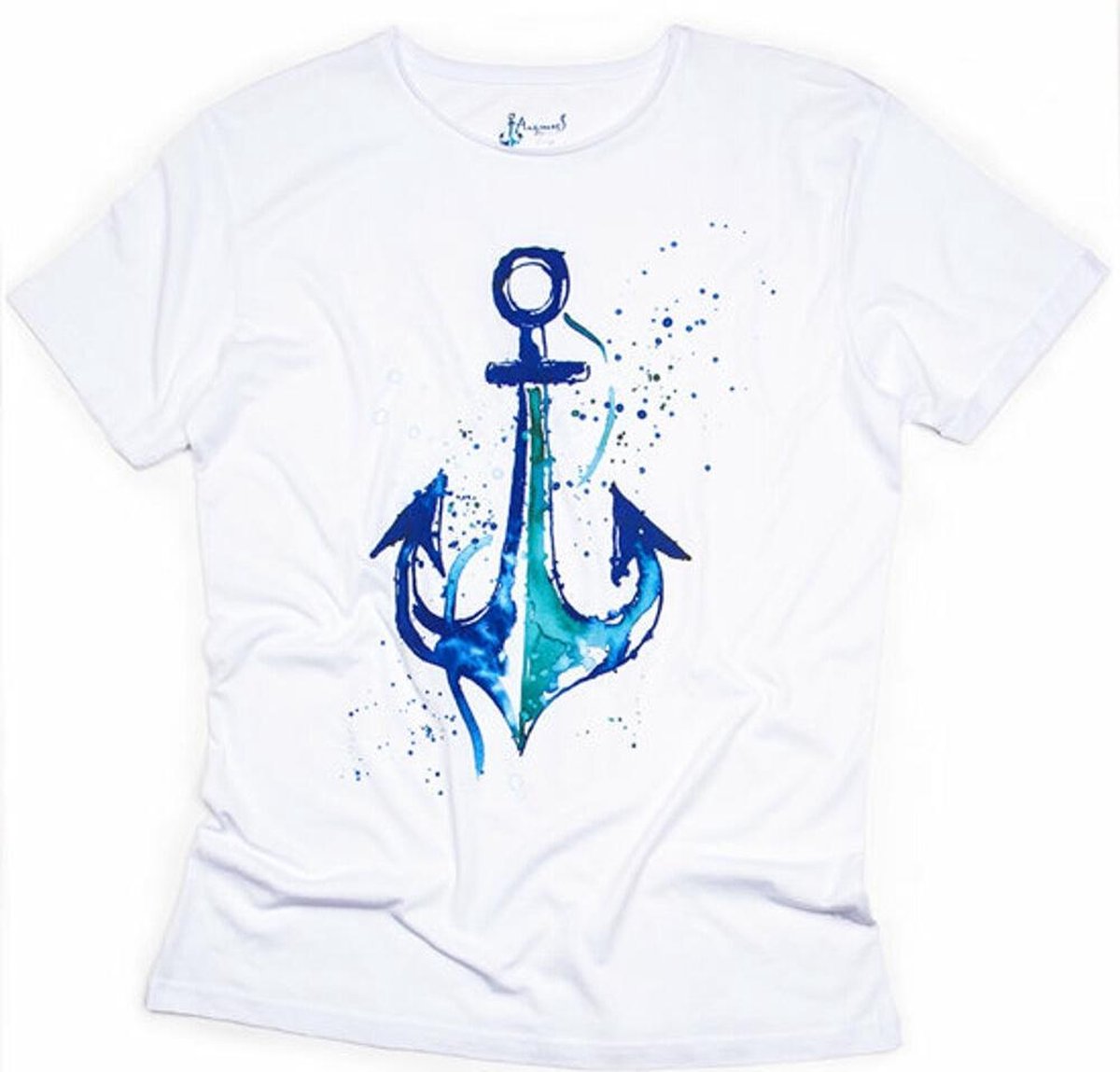 Biggdesign AnemosS T-shirt met ronde hals | Ankerpatroon | Speciaal kunstenaarontwerp | T-shirt met print | Korte mouw | Heren T-shirt | Zachte katoenen stof | Vrijetijdskleding | Casual T-shirt | Kleine maat