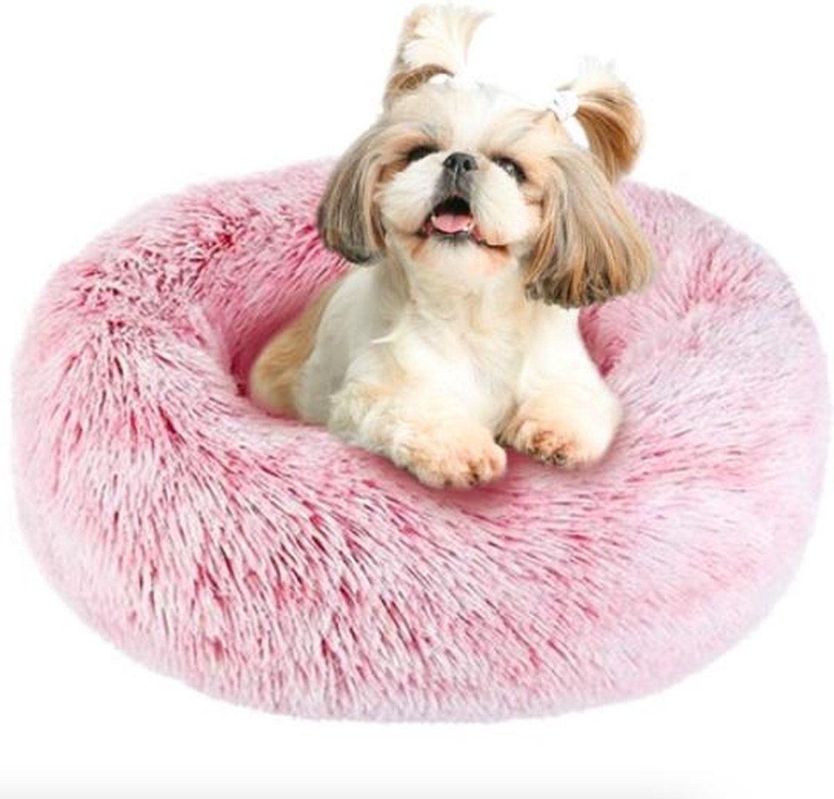 Donut hondenkussen | Roze | 80 cm | Geschikt voor dieren van tot ongeveer 60 cm | Hondenmand | Zacht