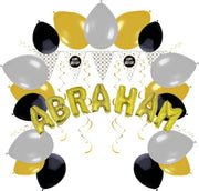 e-Carnavalskleding.nl Feestversiering pakket Abraham 50 jaar | Versiering Abraham 50 jaar feest | Abraham 50e verjaardag feestversiering | Leuk pakket Abraham goud/zwart met feestartikelen voor de Abraham Small