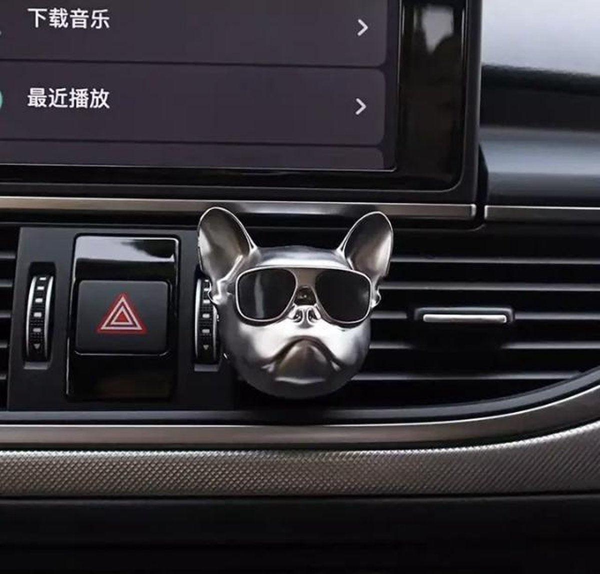 French Bulldog Autoparfum - Incl. 3 Vullingen - Premium Auto Luchtverfrisser - Navulbaar Auto Parfum - Zilver