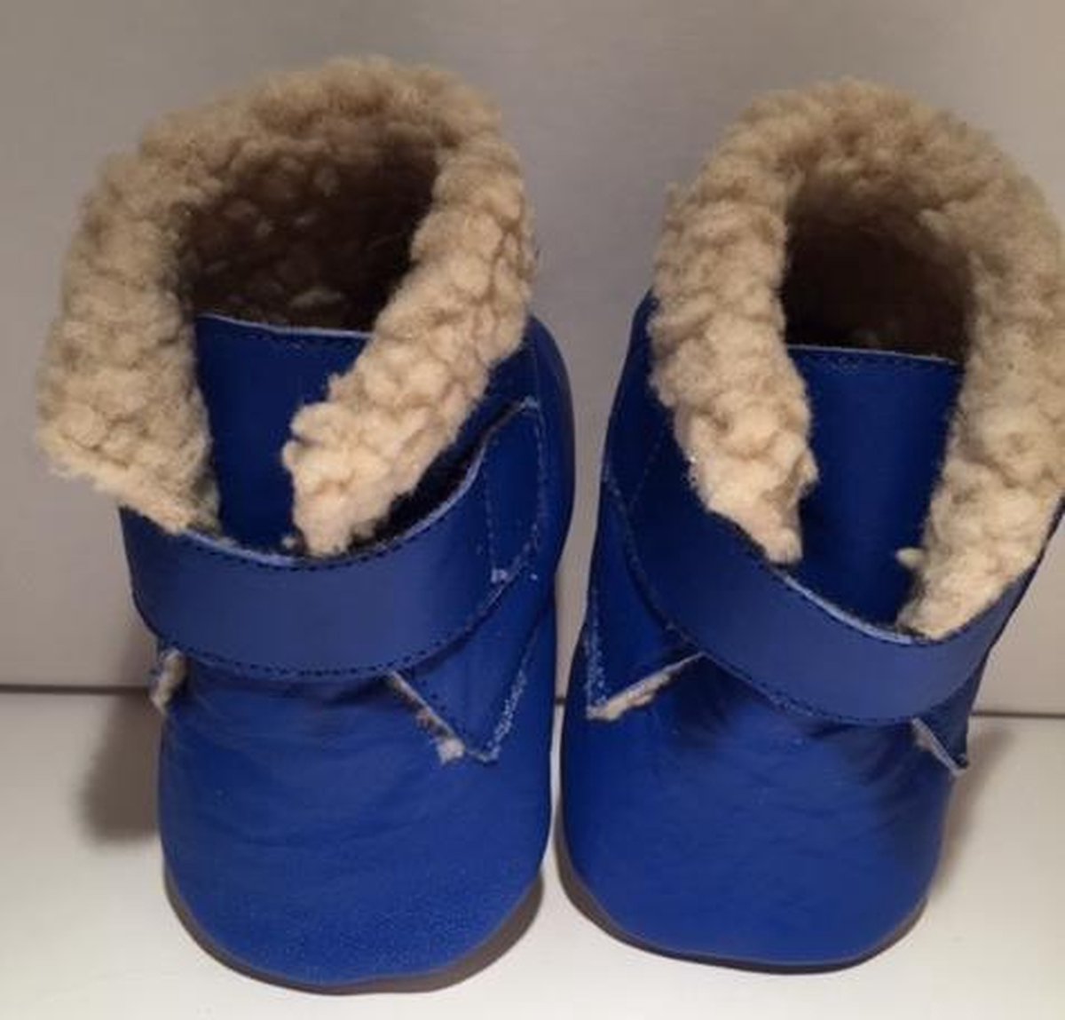 Warme leren babyschoentjes blauw maat L