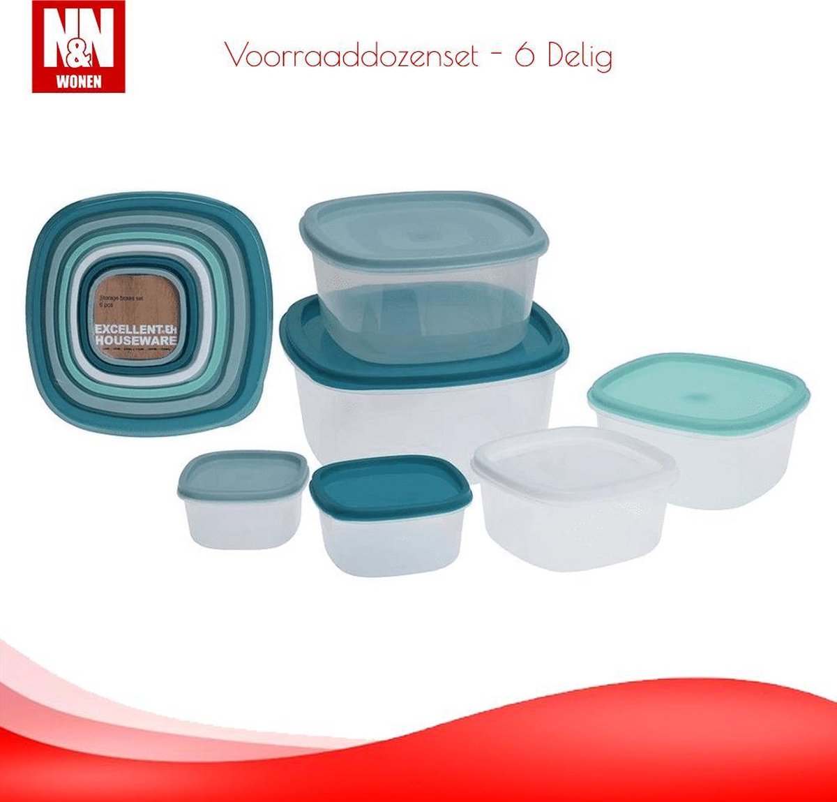 N&N Wonen Voorraaddozenset - 6 Delig