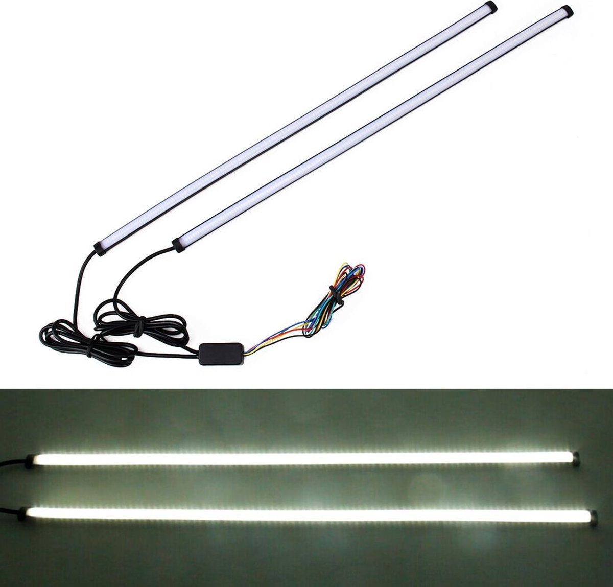 45cm 12W 3014-SMD LED 720LM autolamp richtingaanwijzer Auto achteruitrijlamp dagrijverlichting (wit licht + geel licht)