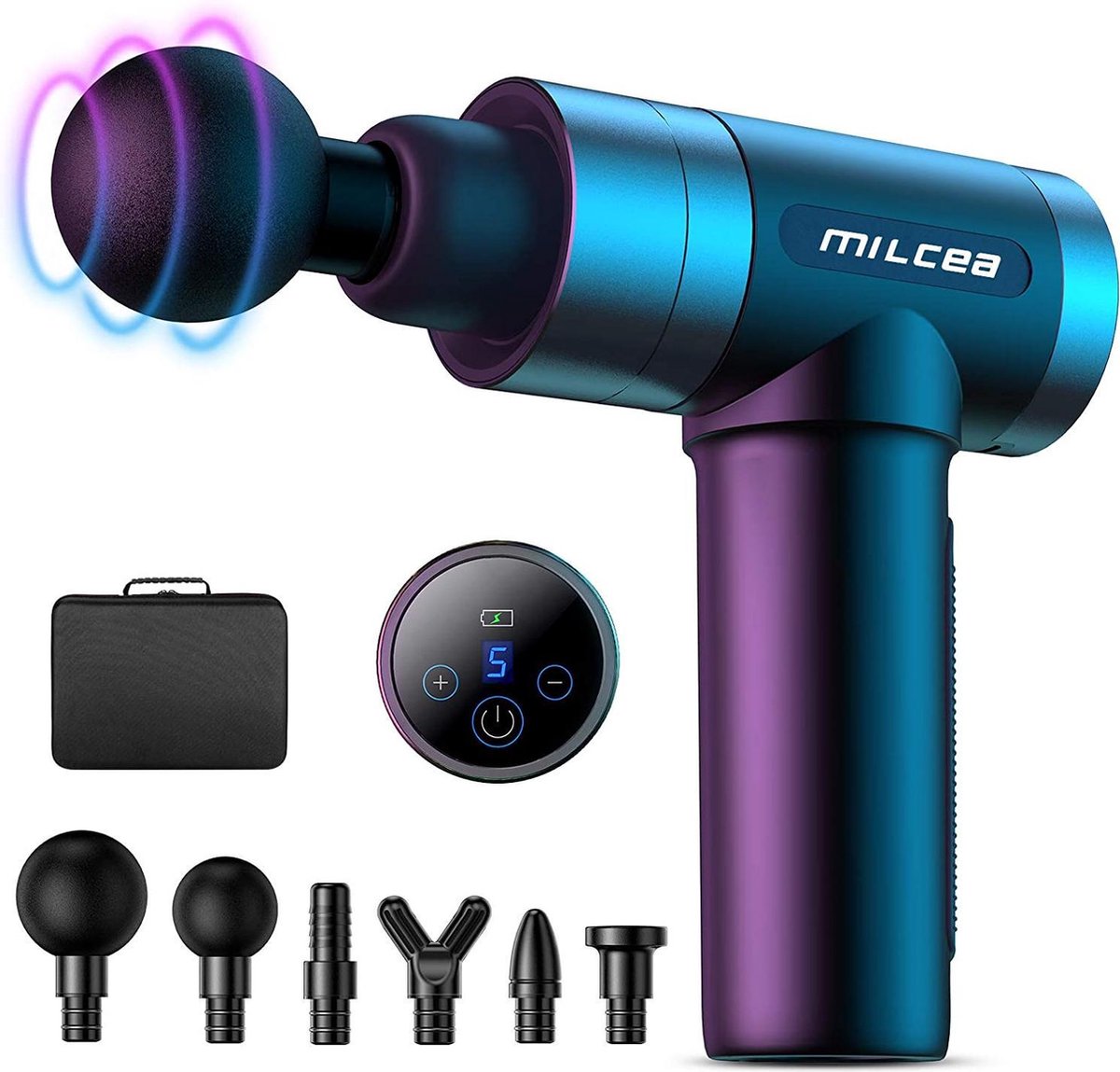 MILcea® Premium Massage Gun met 5 standen - Massage apparaten - Theragun - Professioneel massage apparaat - Massage Pistool - Touchscreen - inclusief 6 Opzetstukken & Reiskoffer