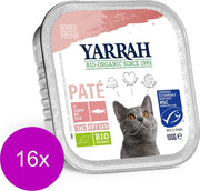 Yarrah Bio Kat Alu Pate - Zalm - Kattenvoer - 16 x 100 g