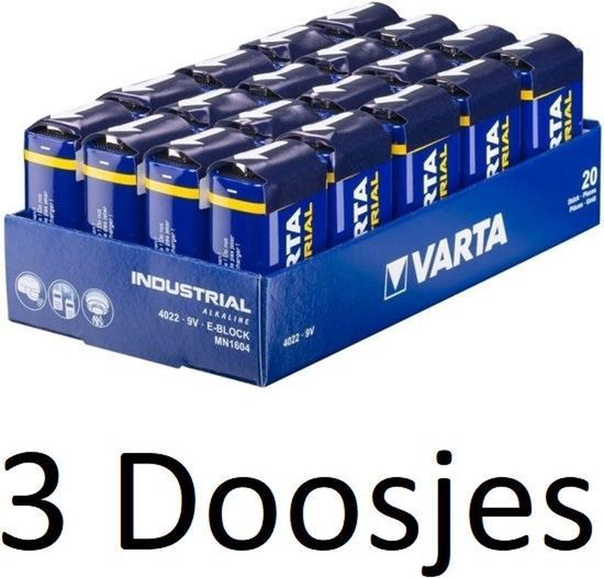 60 Stuk (3 Doosjes a 20 st) Varta industrial MN1604 9V E-Blok