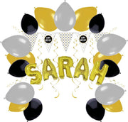 e-Carnavalskleding.nl Feestversiering pakket Sarah 50 jaar | Versiering Sarah 50 jaar feest | Sarah 50e verjaardag feestversiering | Leuk pakket Sarah goud/zwart met feestartikelen voor de Sarah Small
