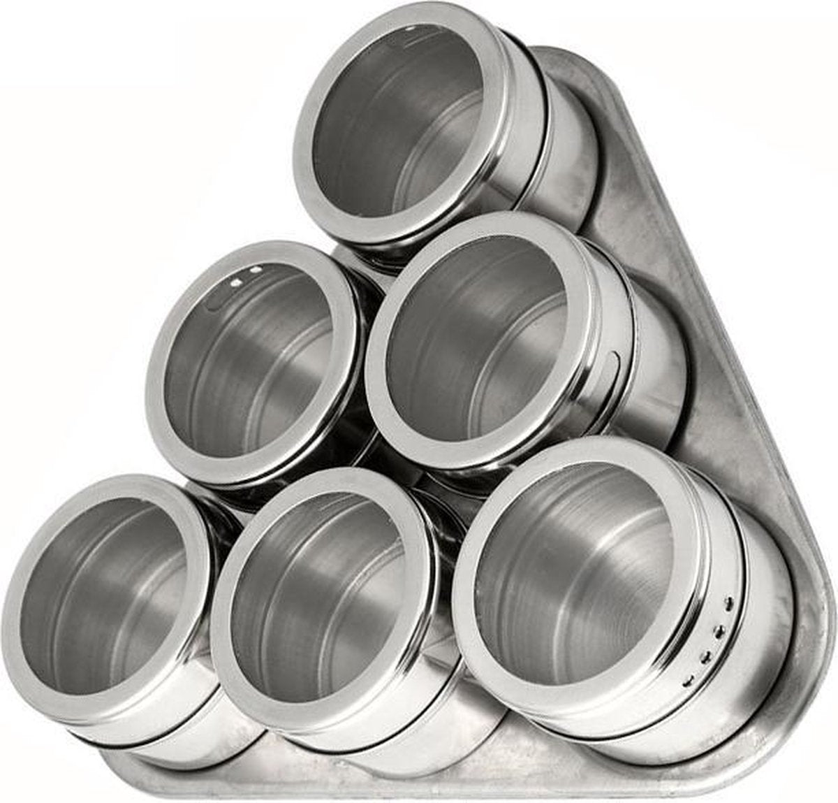 Krumble Magnetisch Kruidenrek driehoek / incl. 6 kruidenpotjes / kruiden en specerijen rek - Staal