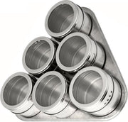 Krumble Magnetisch Kruidenrek driehoek / incl. 6 kruidenpotjes / kruiden en specerijen rek - Staal