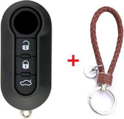 Autosleutel 3 knoppen klapsleutel SIP22CRS8 geschikt voor Fiat sleutel / 500 / Punto / Ducato / Panda / Lancia Ypsilon / Peugeot Boxer / Citroen Jumper / Iveco Daily / Fiat sleutel + gevlochten bruin PU-lederen sleutelhanger.