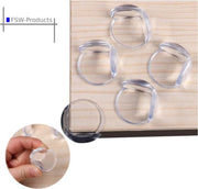 FSW-Products - 4 Stuks - Siliconen Tafel Hoekbeschermers Set - Tafelhoek Beschermers - Beschermhoeken - Veiligheid Baby Peuter en Kind - Zelfklevende tafelhoek beschermers - Transparant - Met bevestiging materiaal - Zelfklevende buffers