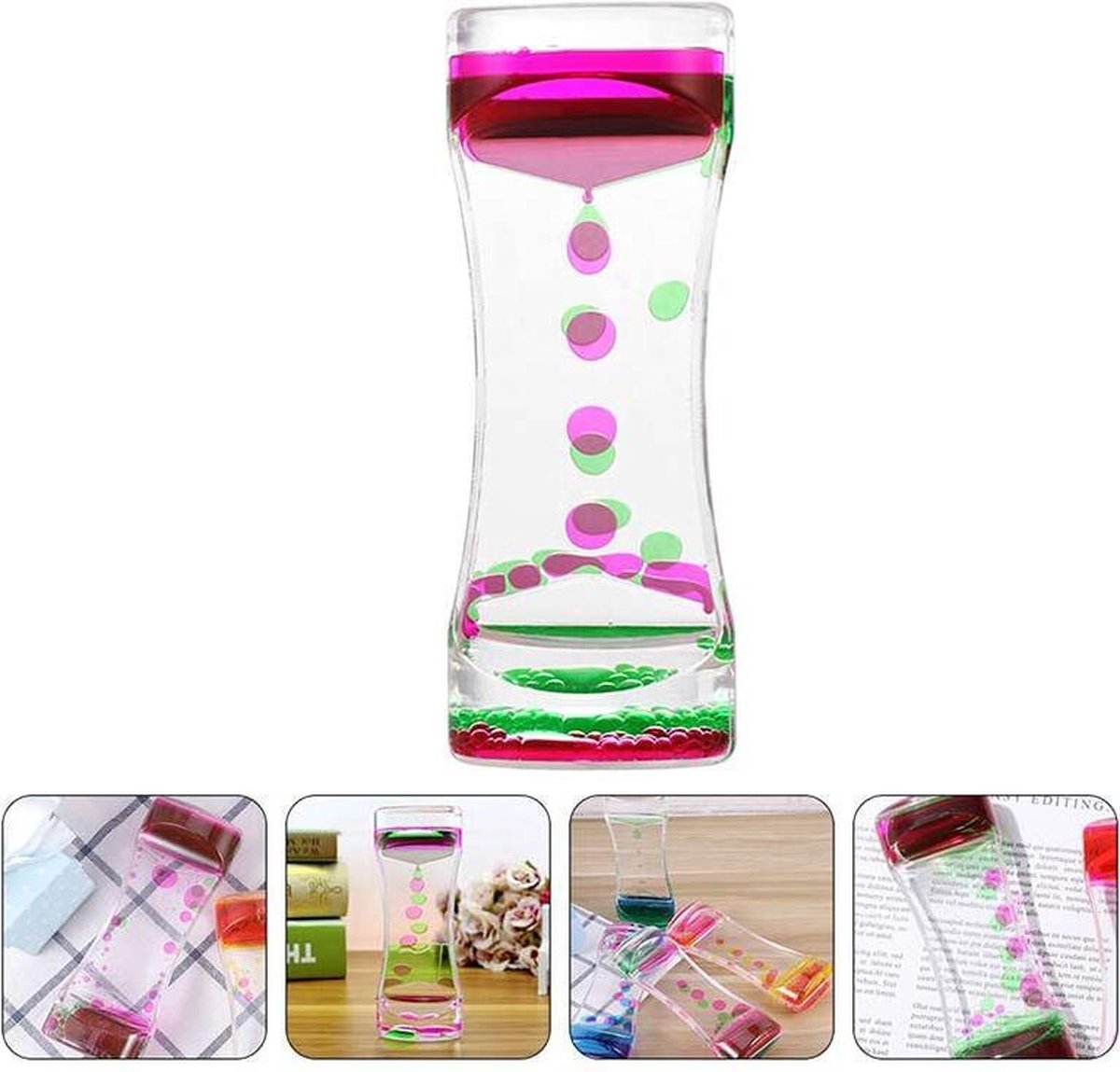 Olie zandloper | groen-roze