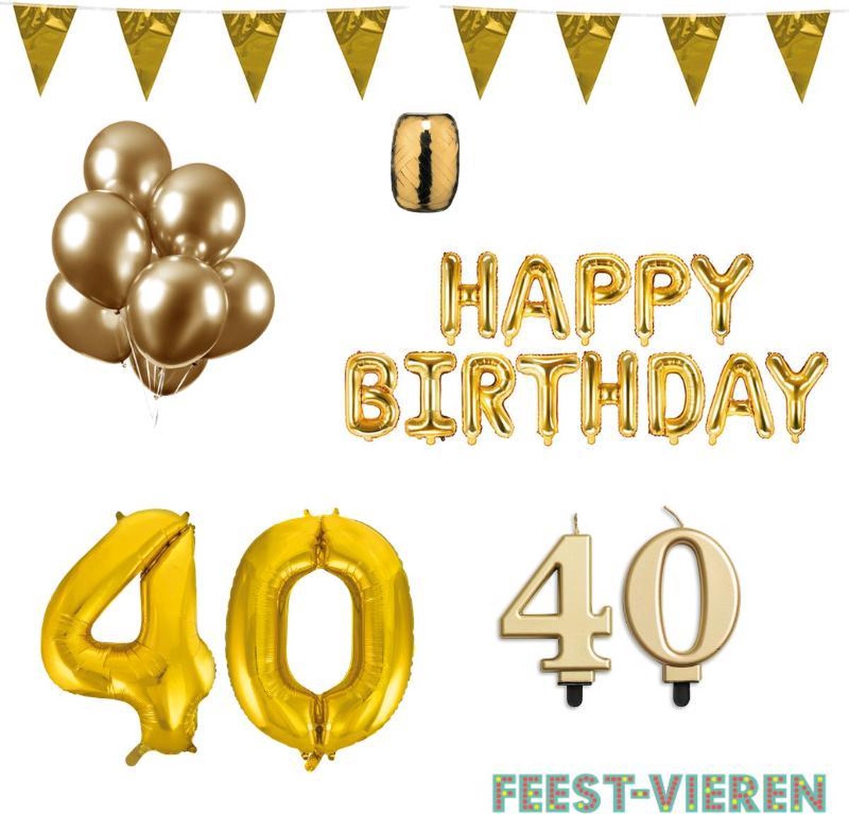 40 jaar Verjaardag Versiering Pakket Goud