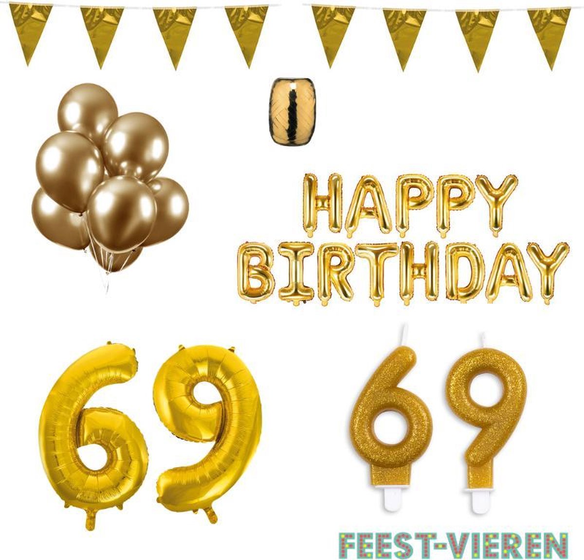 69 jaar Verjaardag Versiering Pakket Goud