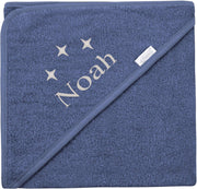 Badcape uni line - silk blue - met GRATIS geborduurde naam