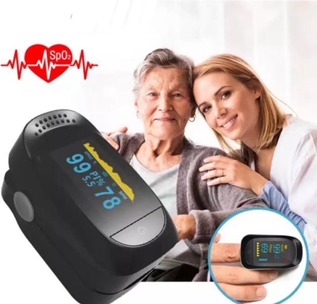 Pulse oximeter -Saturatie meter – Digitale hartslagmeter – Zuurstofmeter - Digital pulse oximeter – Zuurstof - Hartslagmeter – Zuurstof saturatiemeter – hartslag - Bloedzuurstofmeter – Oximeter – Vingertop pulse