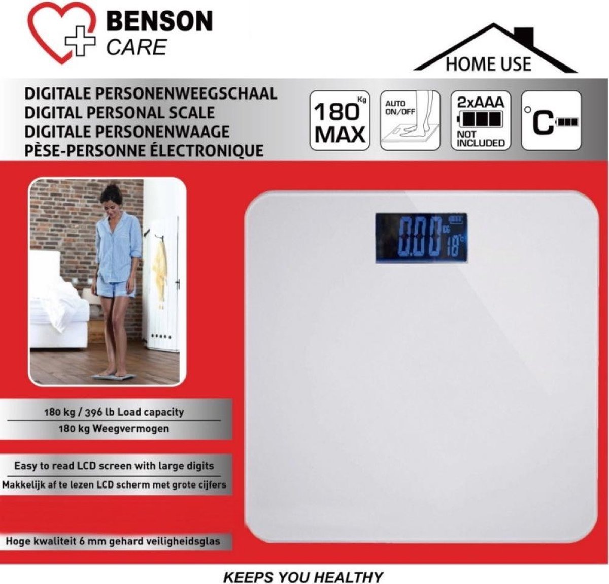 Hofftech - Digitale Personenweegschaal - Wit - Max 180 KG