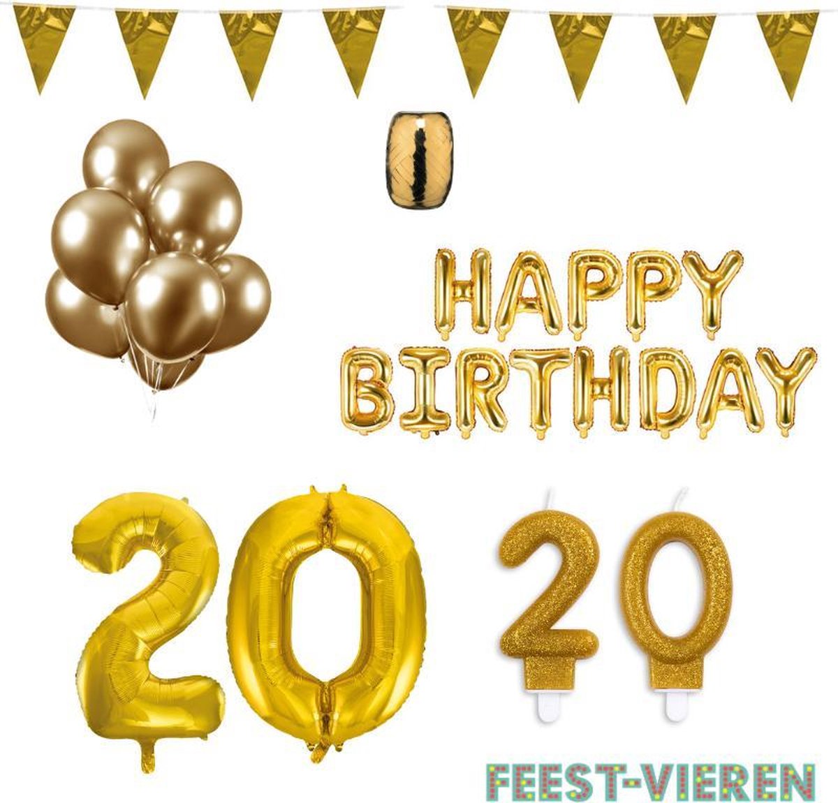 20 jaar Verjaardag Versiering Pakket Goud