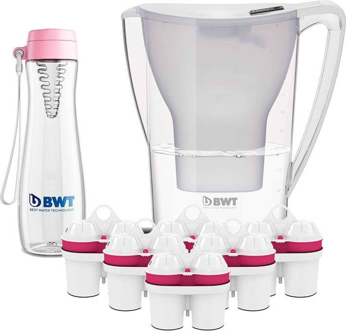 BWT Combipackage Waterfilterkan + 6 magnesiumfilters + drinkfles