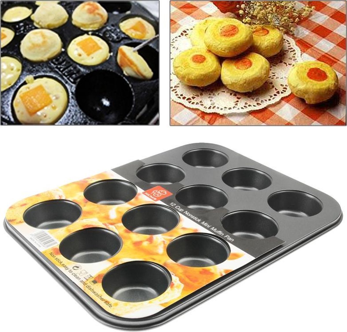 12 gaten Anti-aanbak Mini Muffin Vorm roestvrij stalen pan