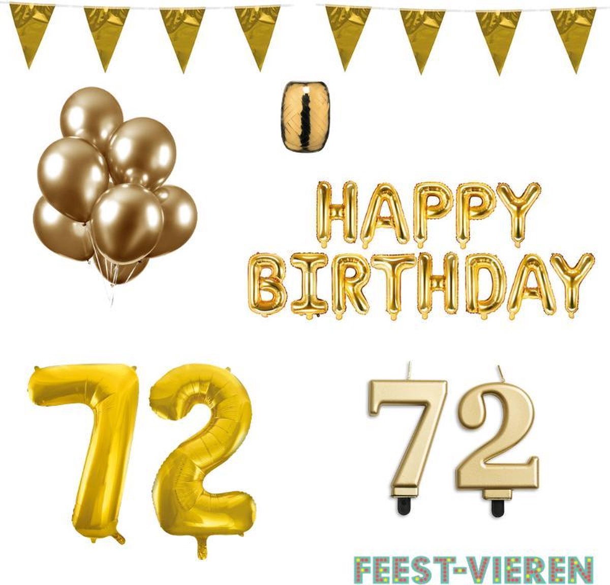 72 jaar Verjaardag Versiering Pakket Goud