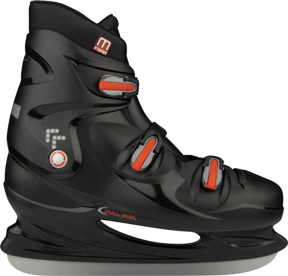 Nijdam IJshockeyschaats XXL - Hardboot - Zwart/Zilver/Rood - 47