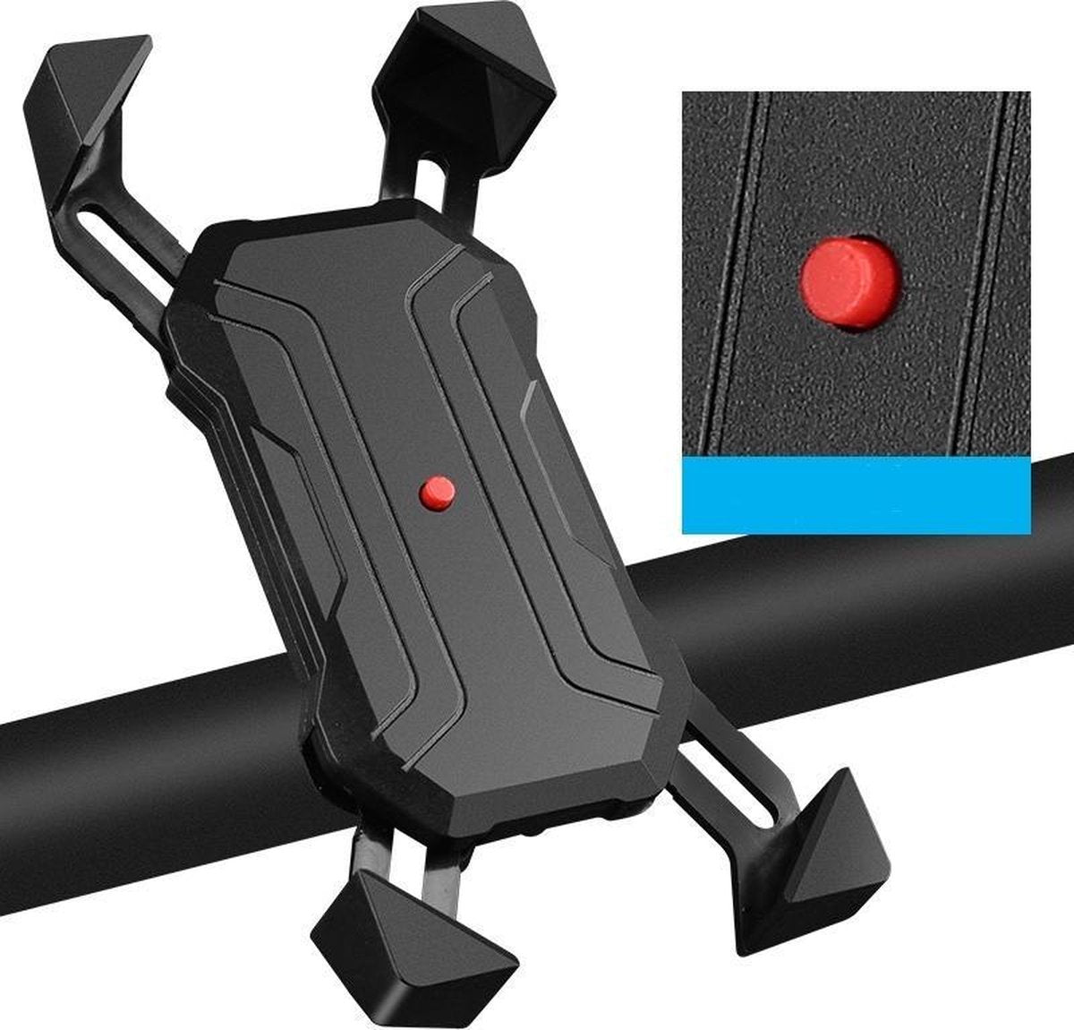 Nixnix - Telefoon houder Fiets - Extra Sterk 4 hoeken - Houder voor Fietsen - Phone holder bike - Universele Telefoon - Zwart - Telefoonhouder