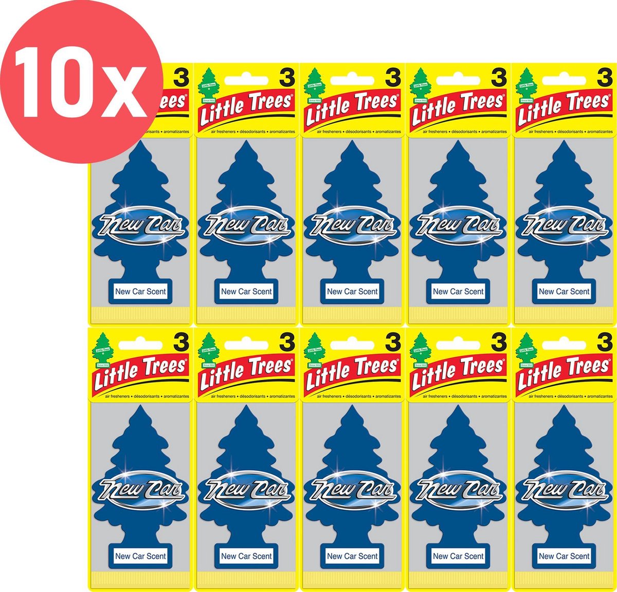 Set van 10 Auto Geurverfrisser- Autoparfum - Luchtverfrisser - Auto Verfrisser - Geurboom - 10 stuks - New Car Scent