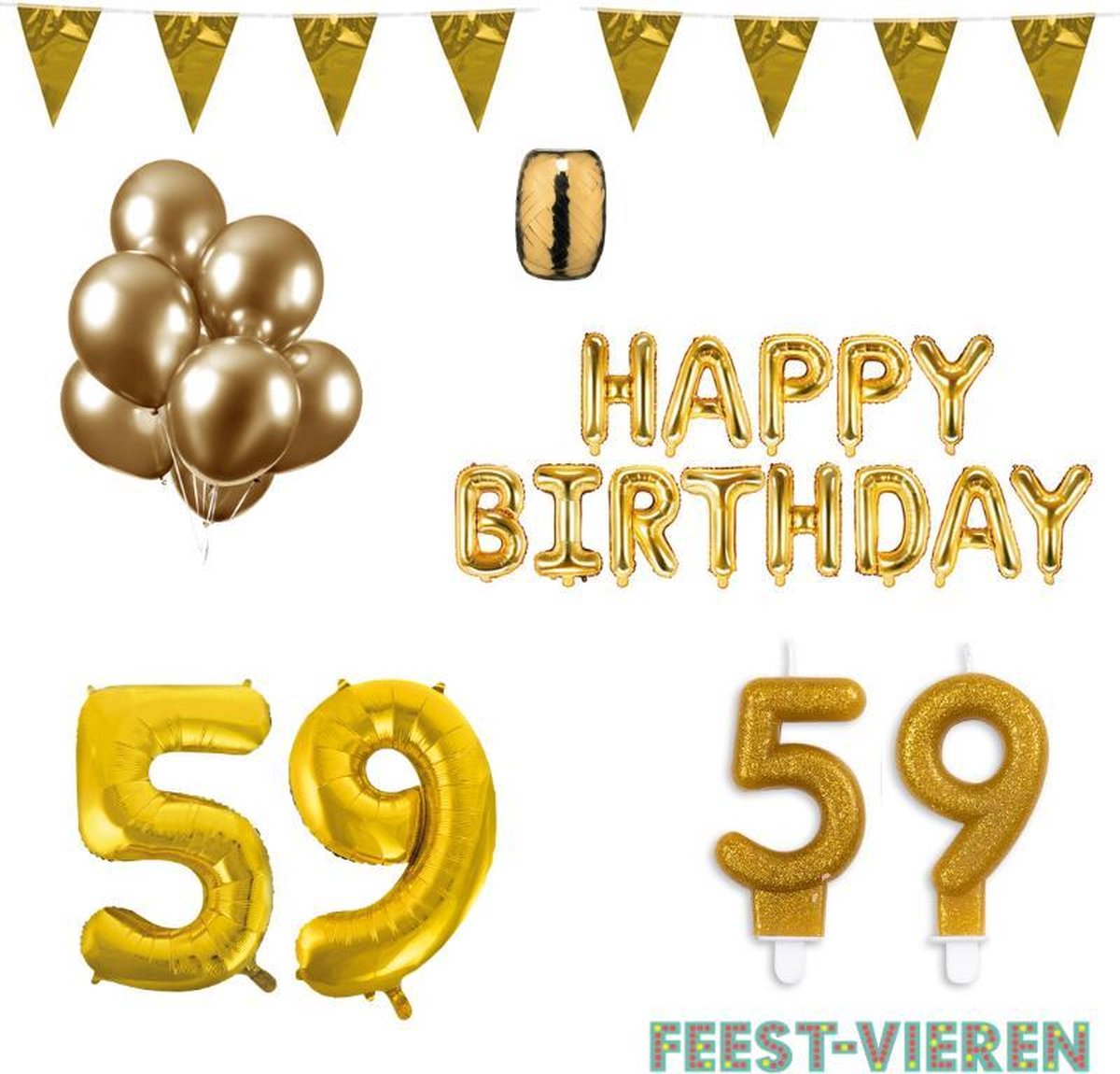 59 jaar Verjaardag Versiering Pakket Goud